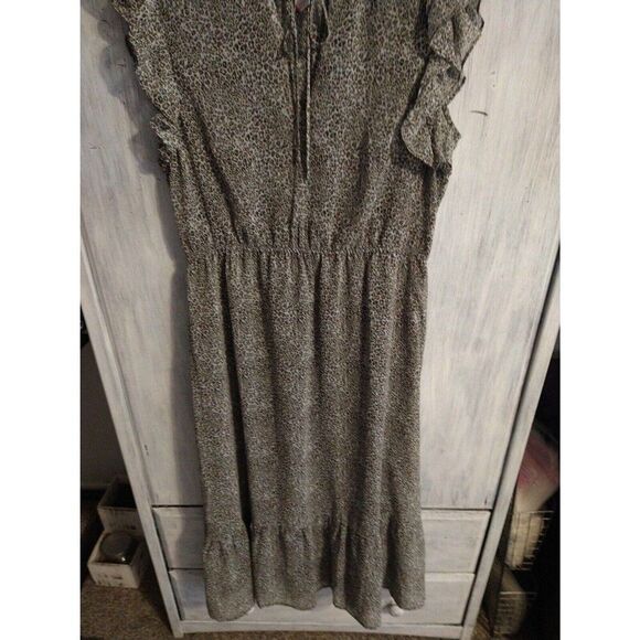 Steve Madden midi ruffled sleeve Large leopard print dress Feminine Boho Cottage - Picture 3 of 10